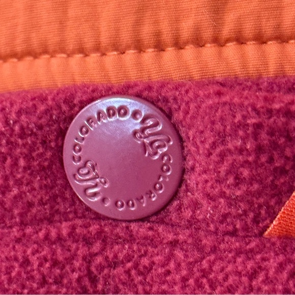 YO Colorado Orange/Purple Button Up Collared Fleece Shirt Jacket M - Picture 6 of 8